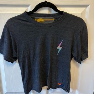 Aviator Nation rainbow bolt cropped tee